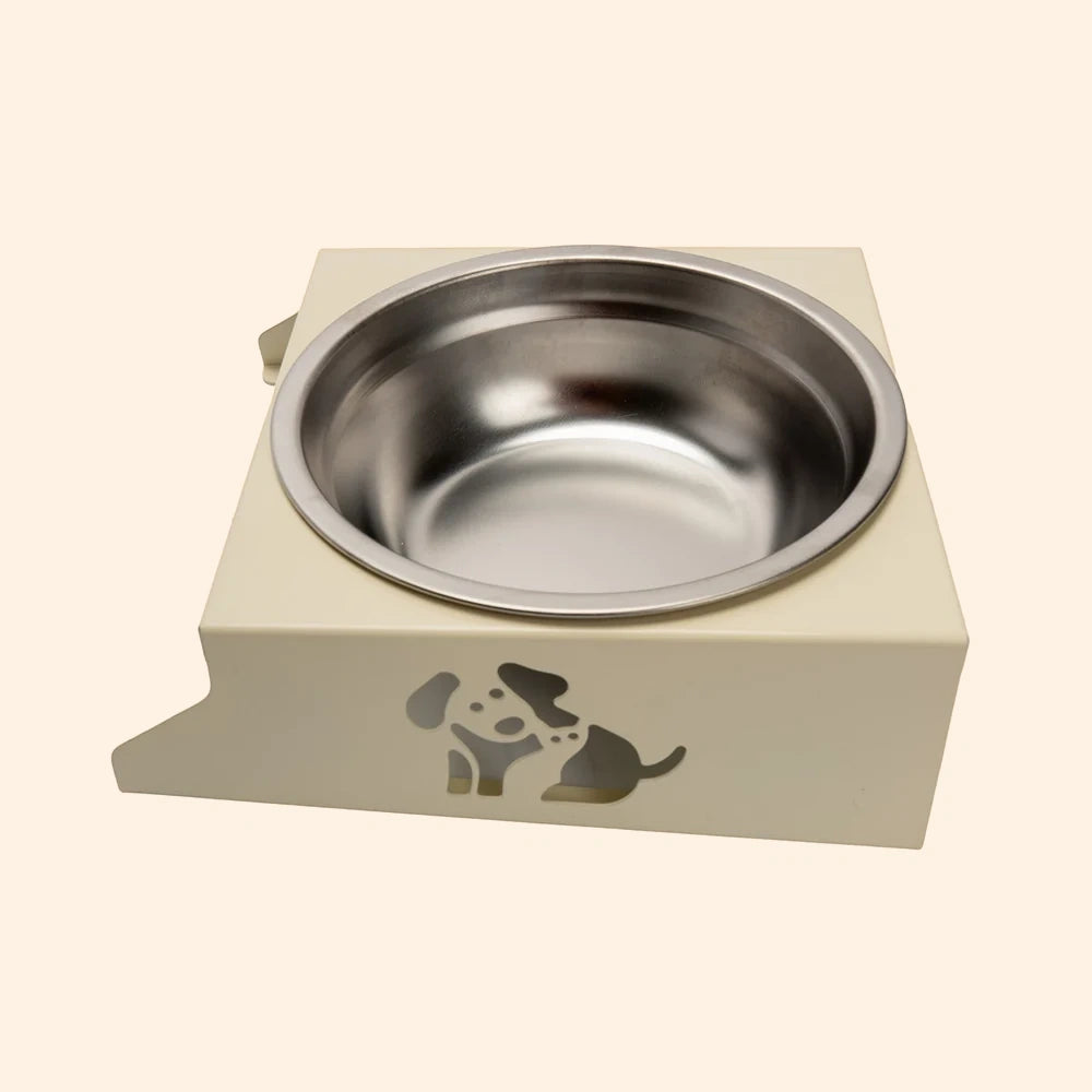 Soho Poms Stainless Steel Small Pet Bowl with Cream Base