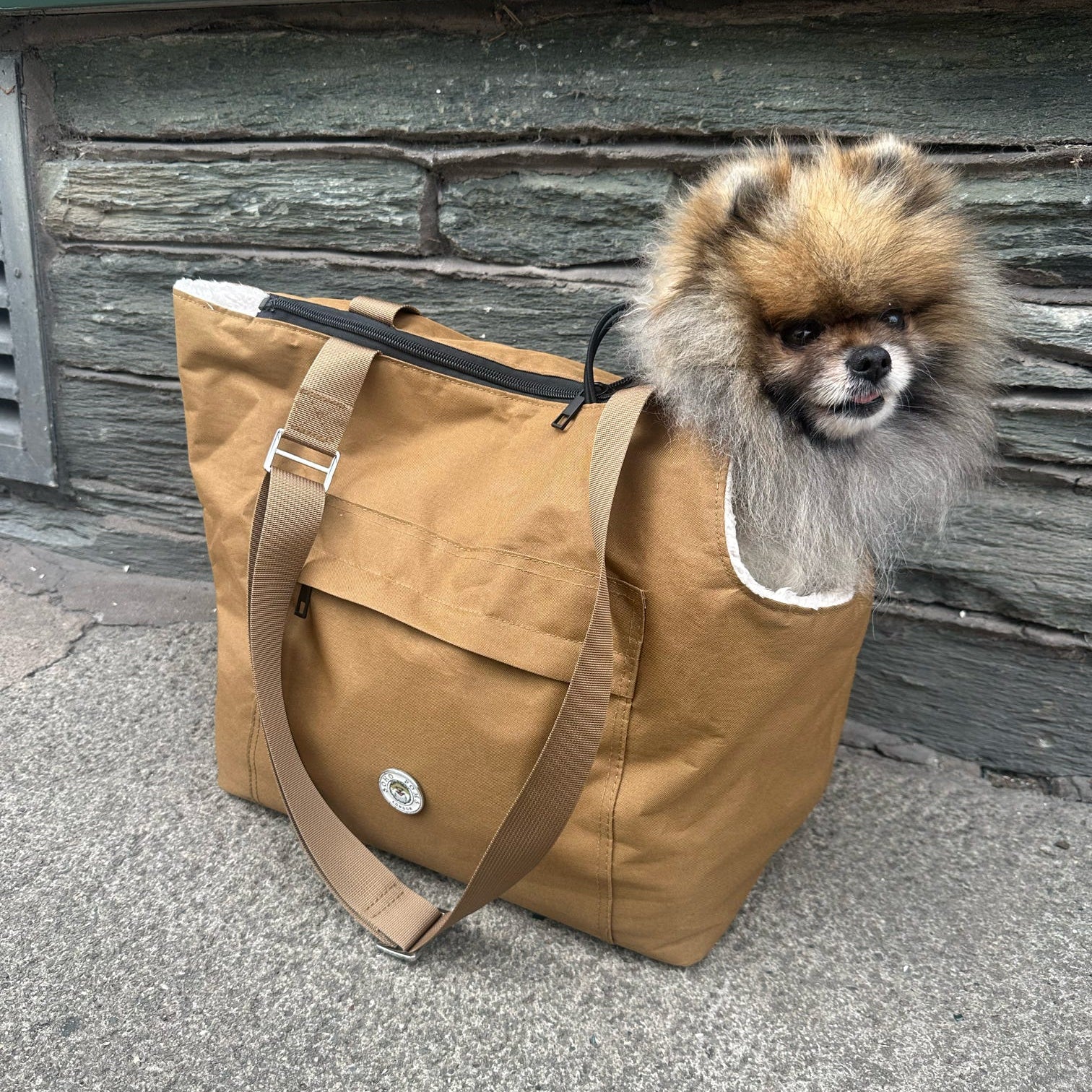 Soho Poms Compton Brown & Cream Pet Carrier - Ideal for Dogs & Cats