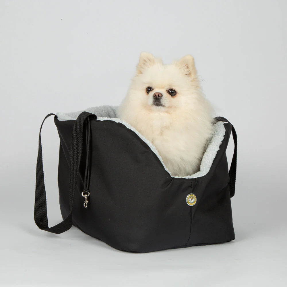 Soho Poms Luxury Rainy Bear Hundetragetasche in Schwarz und Hellblau