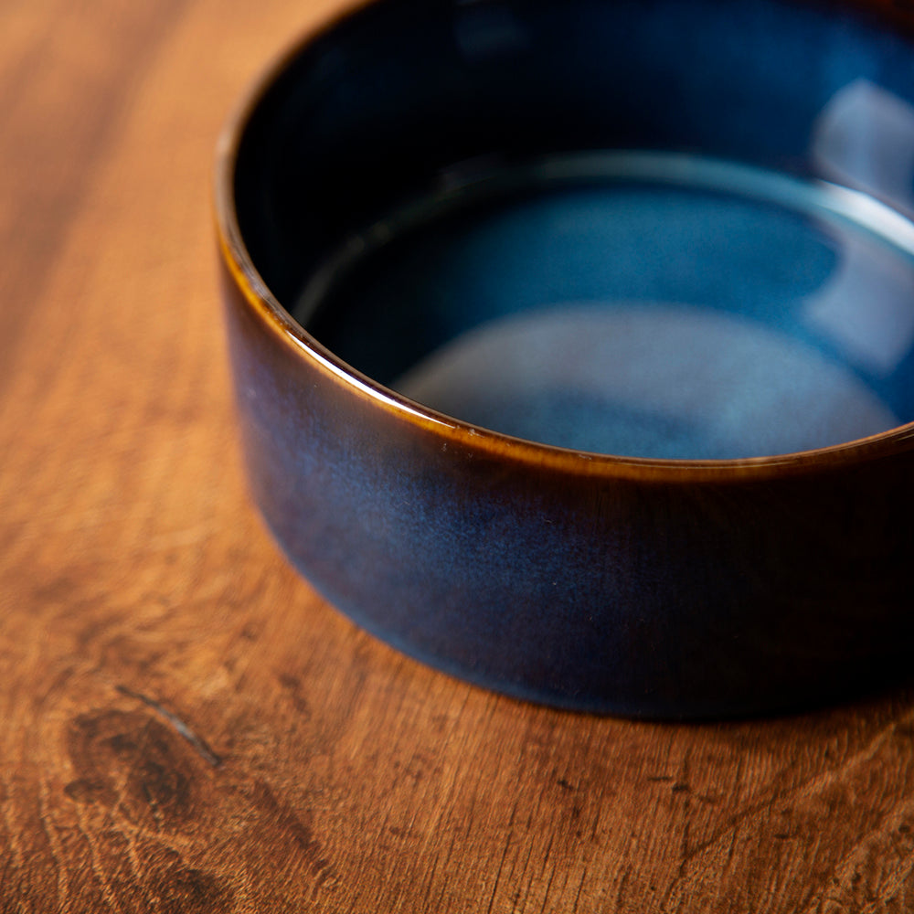 Reactive Glaze Dog Food Bowl - Midnight Blue