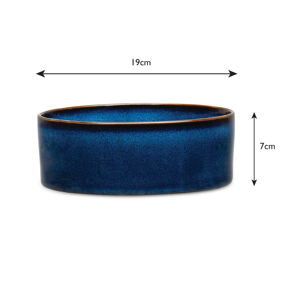 Reactive Glaze Dog Food Bowl - Midnight Blue