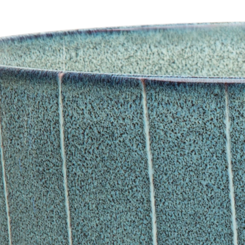 Reactive Glaze Dog Food Bowl - Pinstripe Grey
