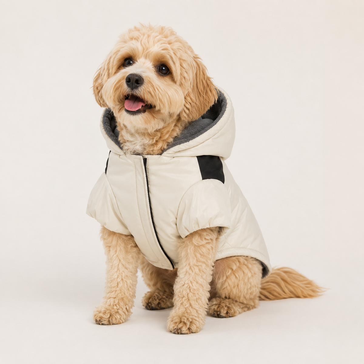 Soho Poms Waterproof White Padded Jacket