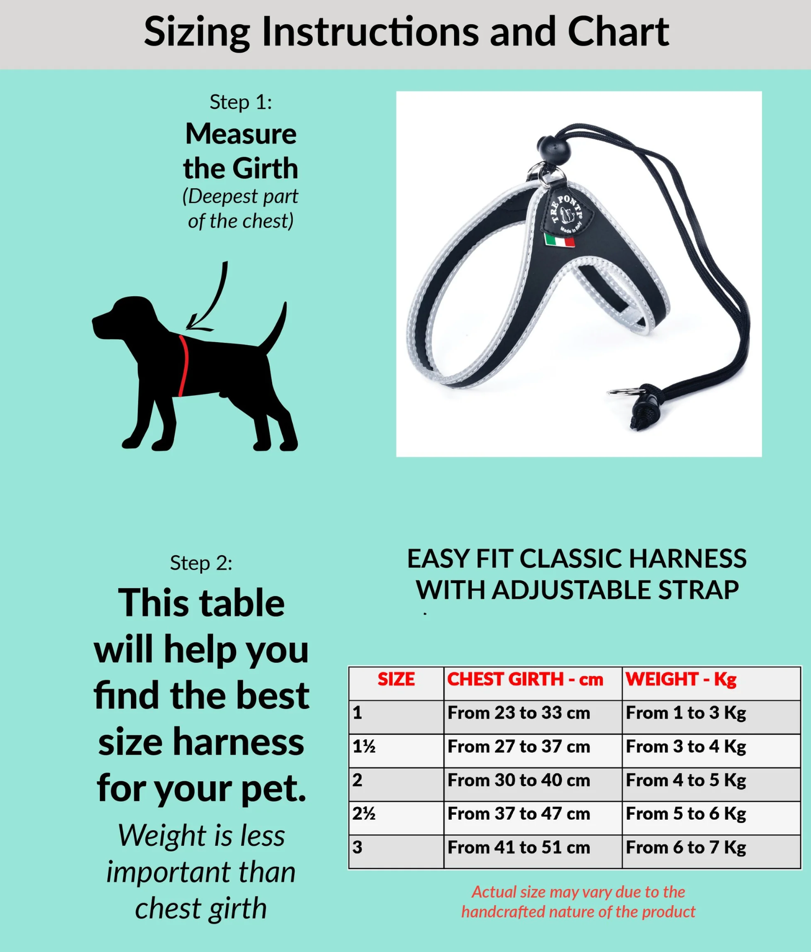 Tre Ponti Easy Fit Classic Pink Harness with Adjustable Strap Closure