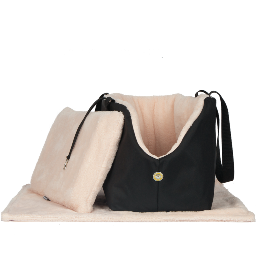 Dog Carrier Bag Rainy Bear Black and Pink by SohoPoms