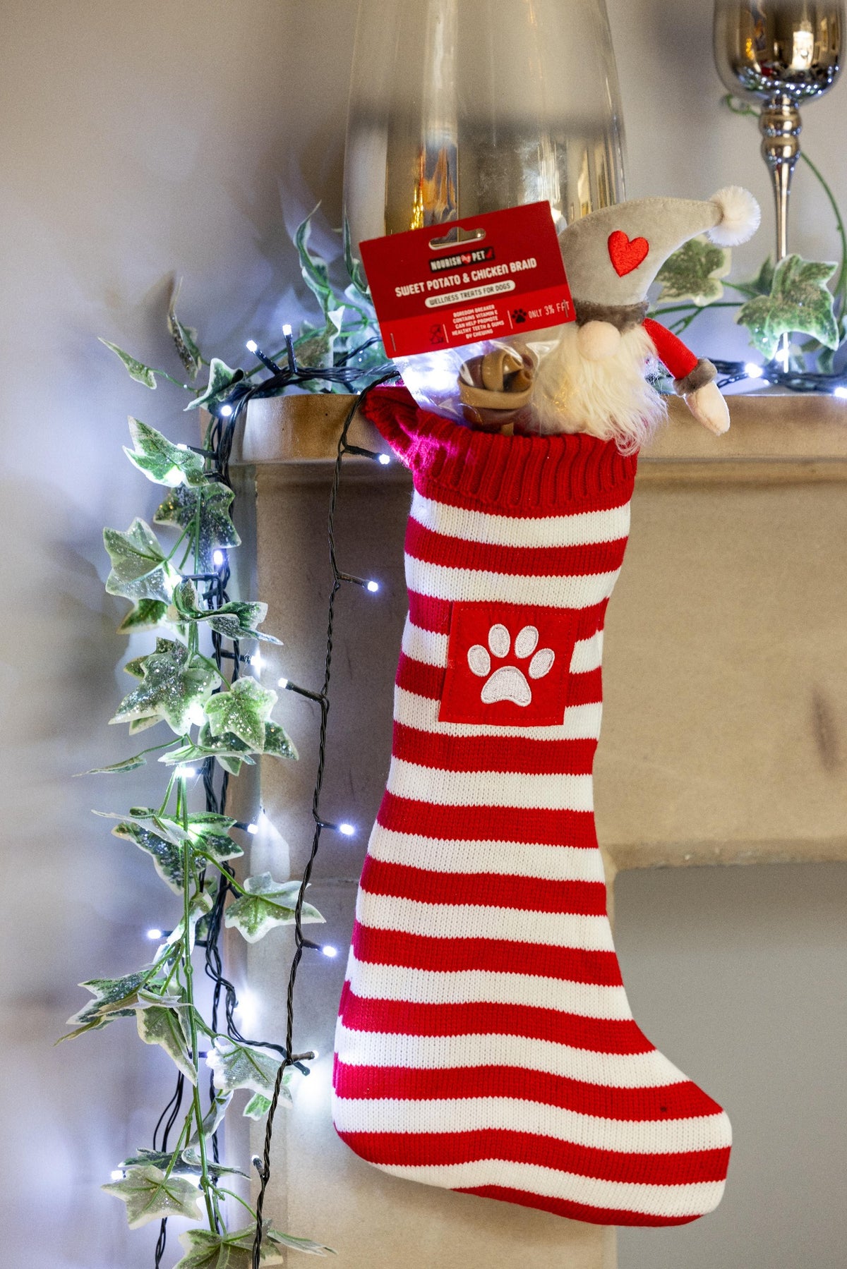 House of Paws Christmas Knitted Stripe Dog Stocking