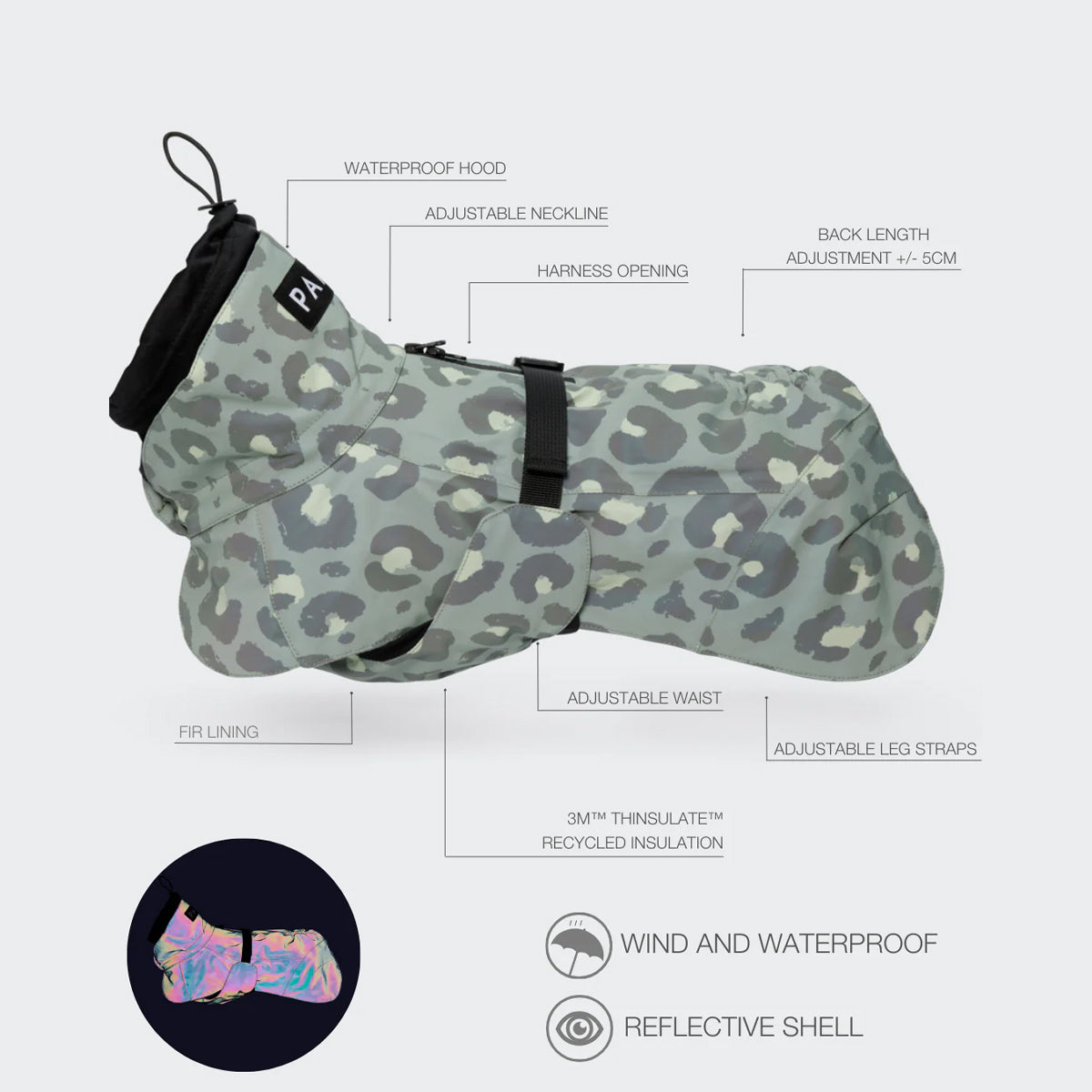 PAIKKA Reflektierender & Wasserdichter Hunderegenmantel Lite in Pink