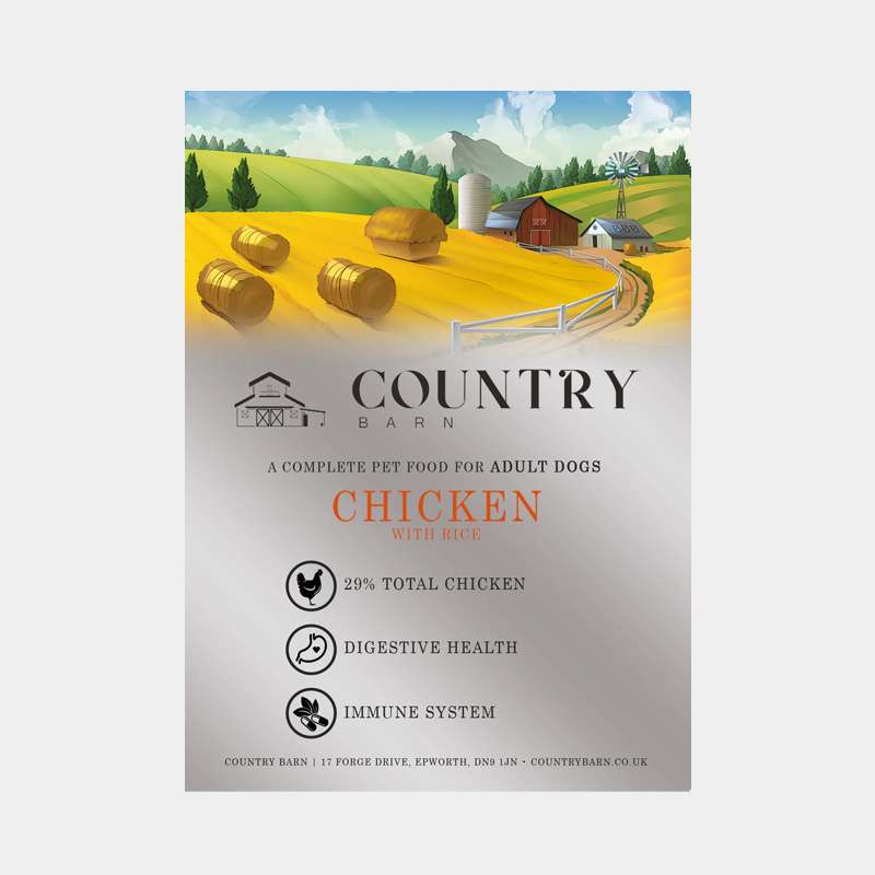 Nourriture pour chiens adultes de qualité supérieure au poulet et au riz de Country Barn