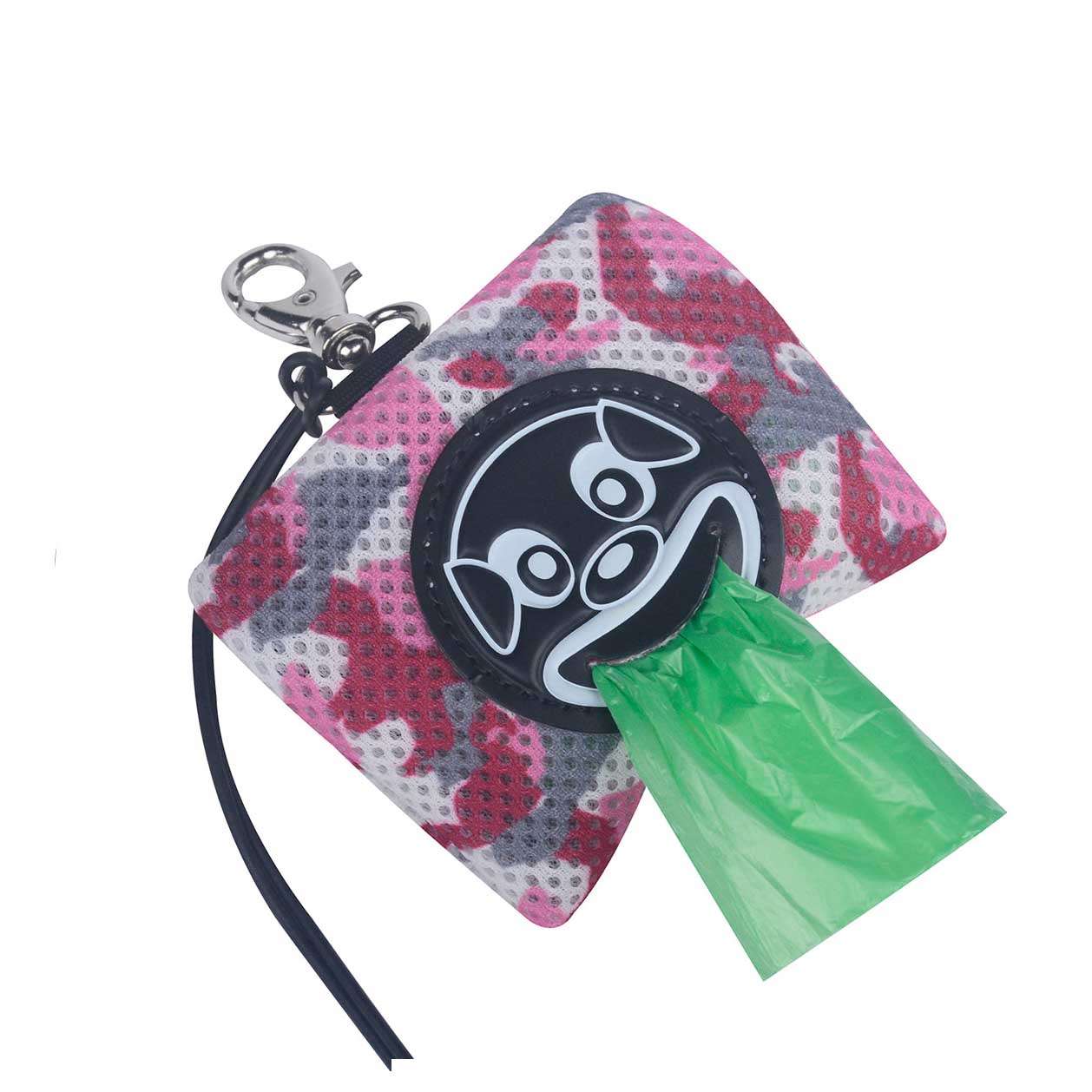 Tre Ponti Mesh Smiley Dog Poo Bag Dispenser Pink Camo
