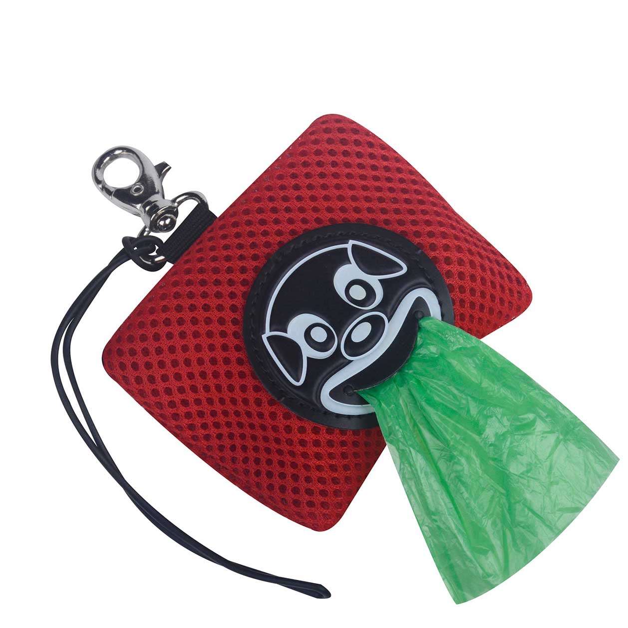 Tre Ponti Mesh Smiley Dog Poo Bag Dispenser Red