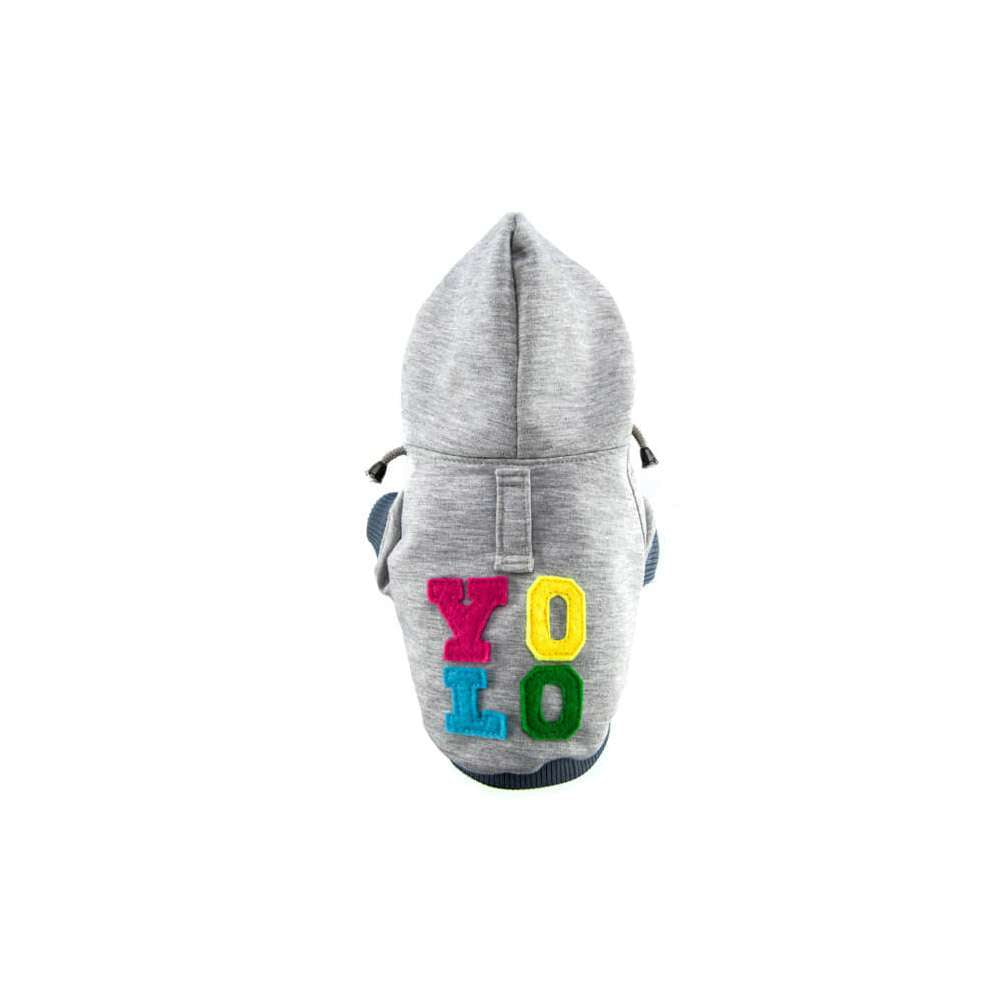 Sweat à capuche gris pour chien YOLO de Bowl & Bone