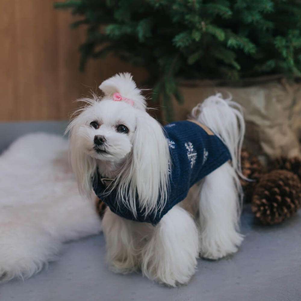 SNOWFLAKE Hundepullover in Dunkelblau von Bowl & Bone