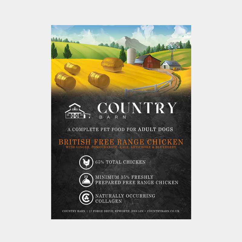 Nourriture pour chiens adultes au poulet fermier britannique de Country Barn