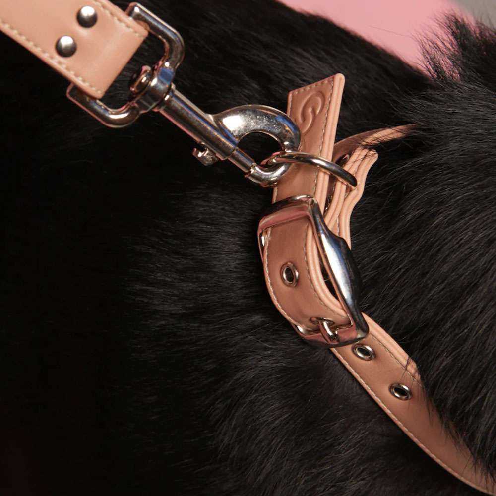 Collier pour chien en cuir de pomme végétalien rose blush