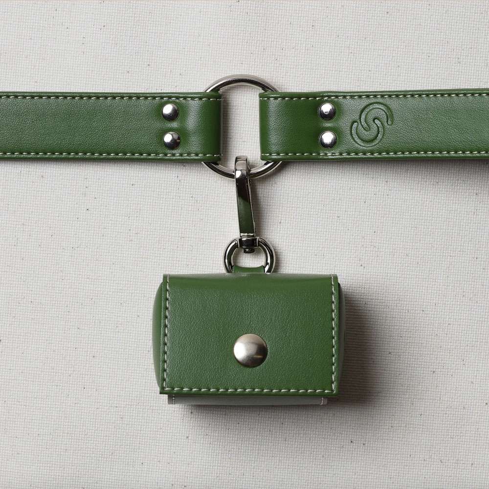 Laisse pour chien originale en cuir de pomme végétalien vert forêt
