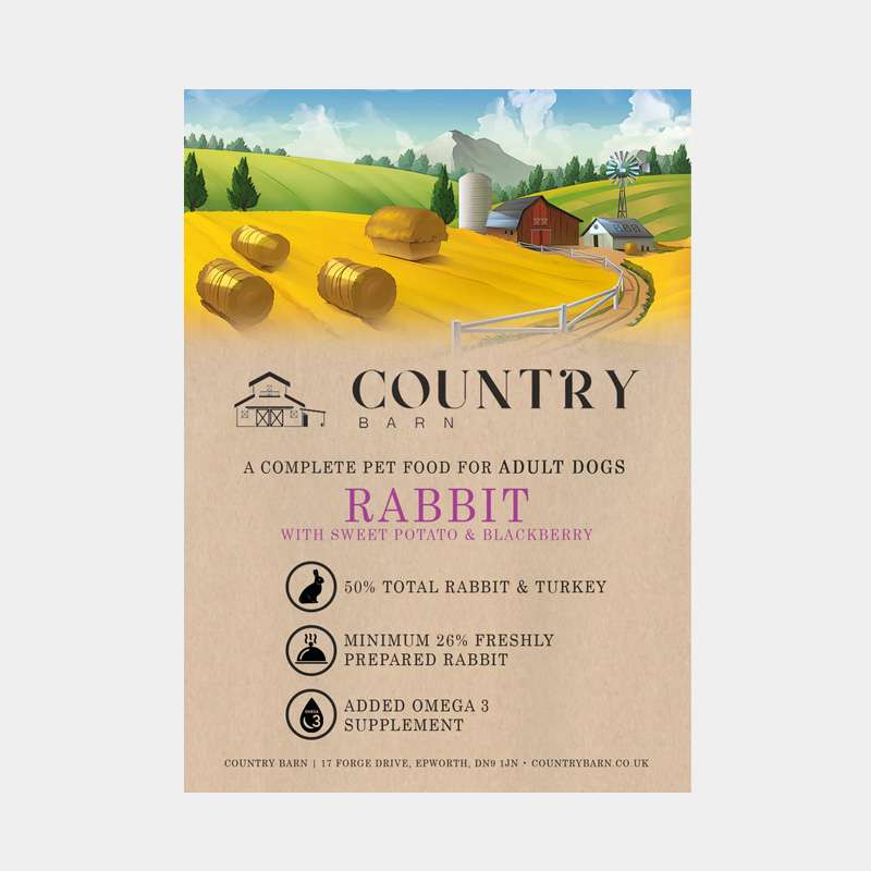Nourriture pour chiens adultes sans céréales pour lapins et mûres de Country Barn