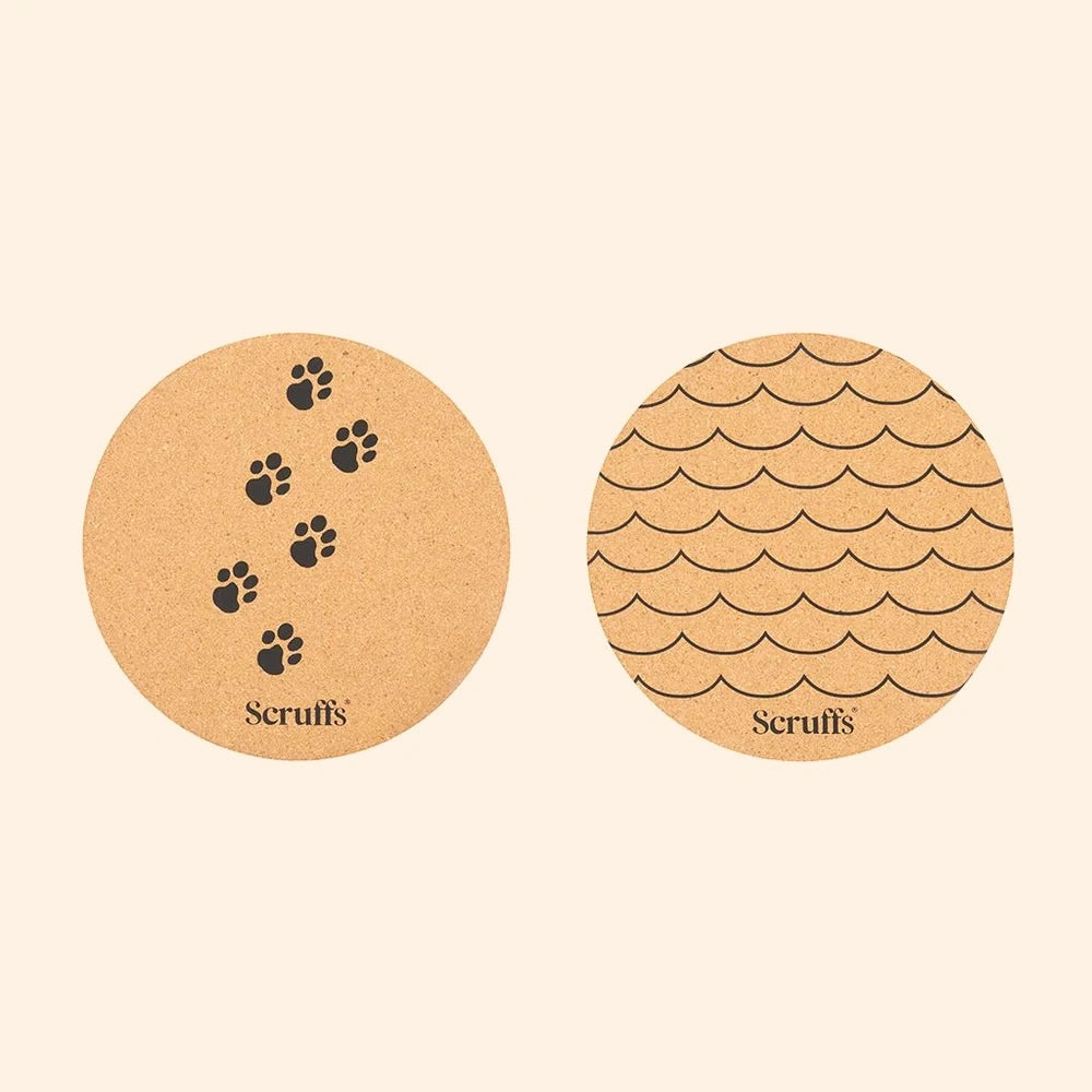 Set of 2 Cork Pet Placemats - 25cm - Wave & Paw
