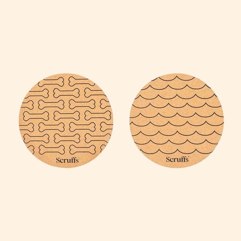 Scruffs 25cm Set of 2 Cork Pet Placemats -  Wave & Bone