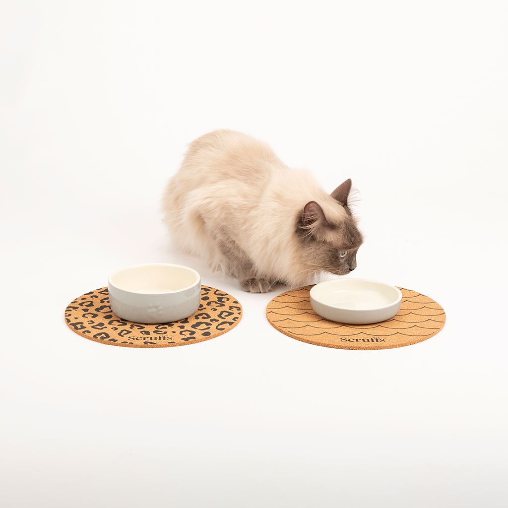 Set of 2 Cork Pet Placemats - 25cm - Wave & Leopard