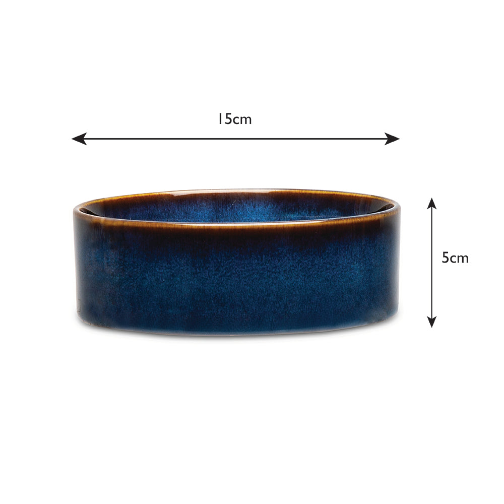 Reactive Glaze Dog Food Bowl - Midnight Blue