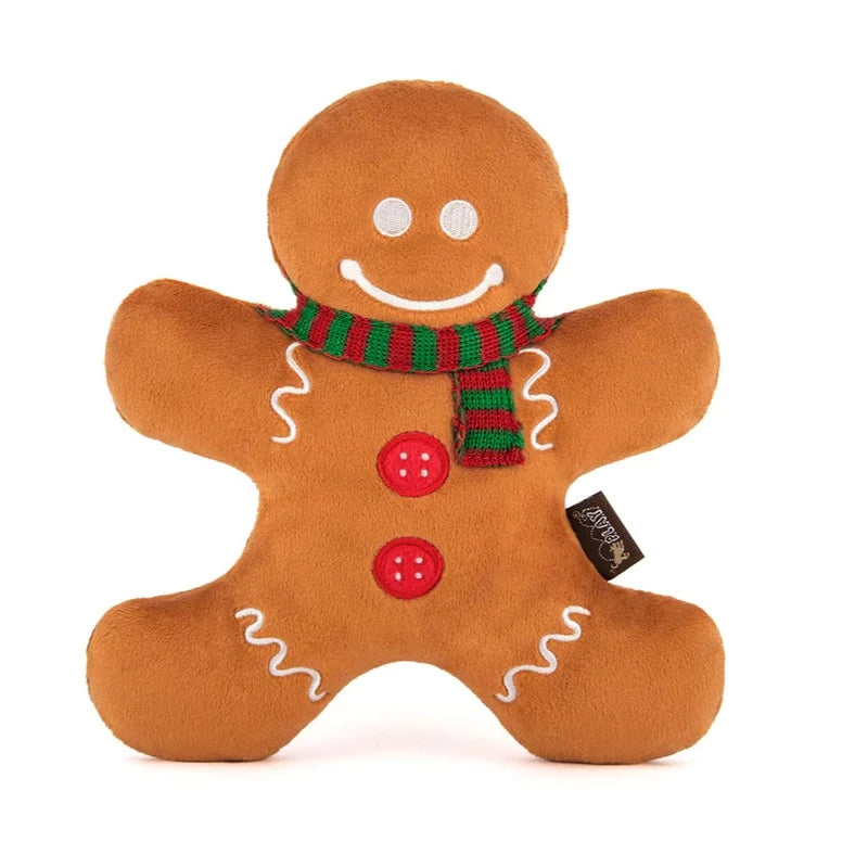 Christmas Gingerbread Man Plush Dog Toy