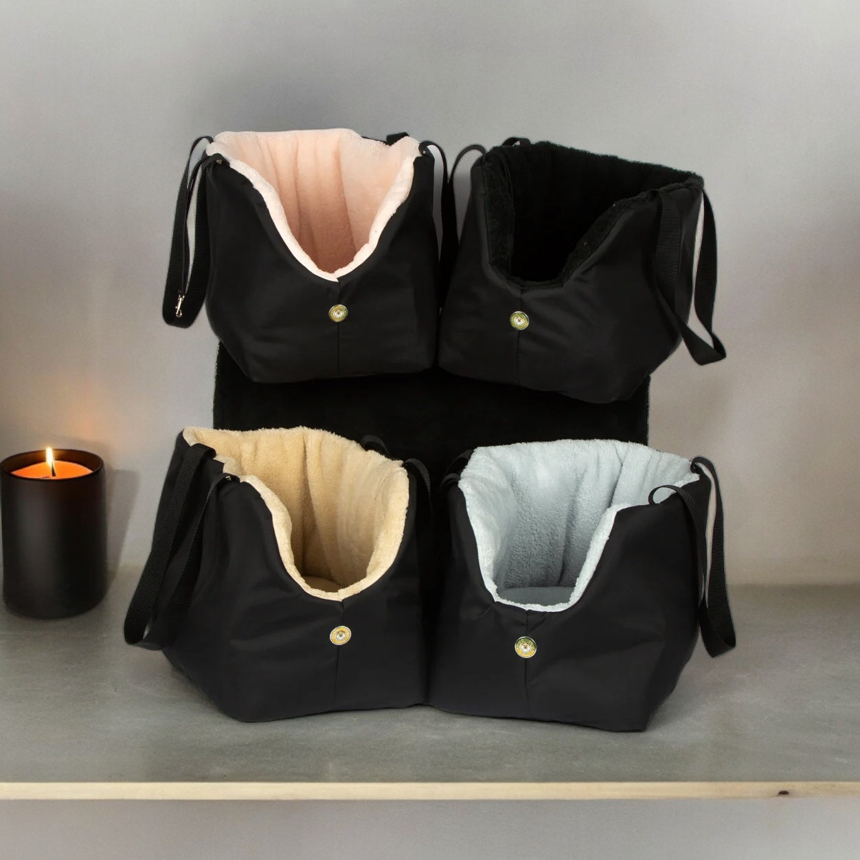 Suzy's Fashion Rainy Bear Sac de transport pour chien noir et gris avec fermeture éclair