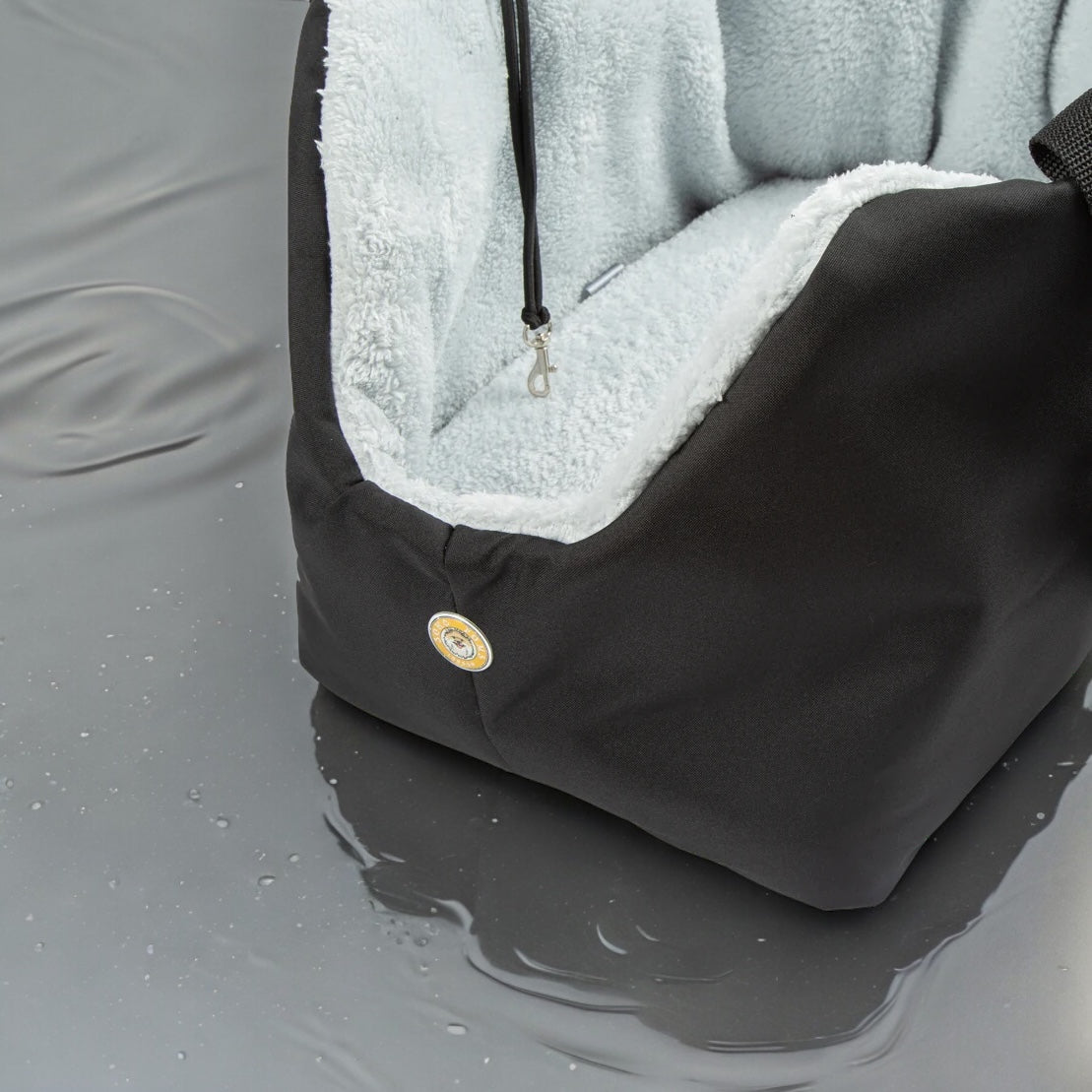 Rainy Bear Black & Light Blue Dog Carrier Bag with Zipper by SohoPoms
