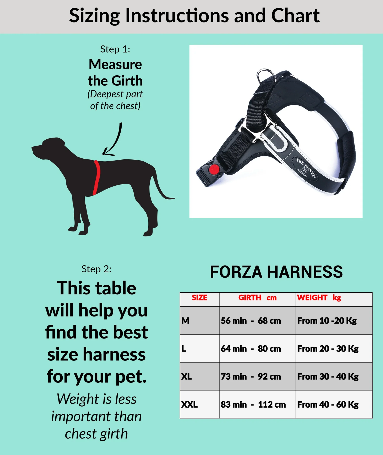 Tre Ponti  Forza Anti-Pull Black Harness