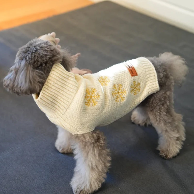 Cream SNOWFLAKE Dog Sweater by Bowl & Bone