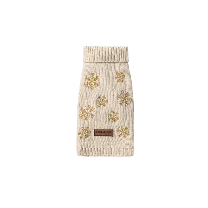 Cream SNOWFLAKE Dog Sweater by Bowl & Bone