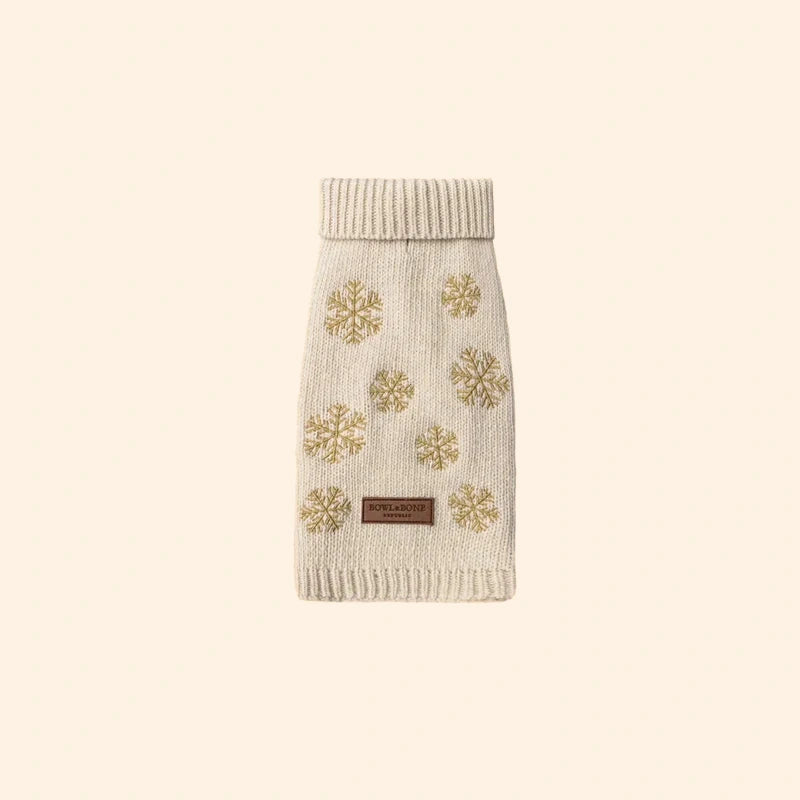Cream SNOWFLAKE Dog Sweater by Bowl & Bone