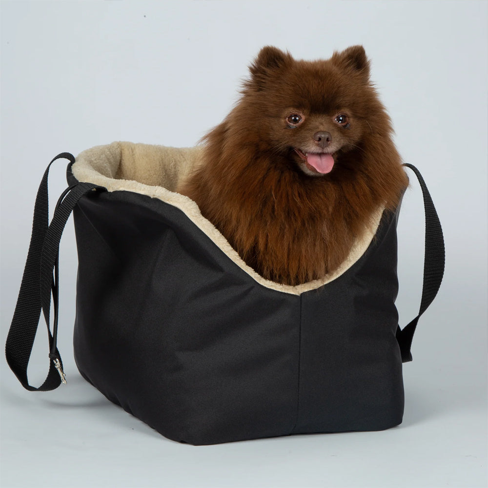 Soho Poms Rainy Bear Luxus Hundetragetasche in Schwarz und Beige