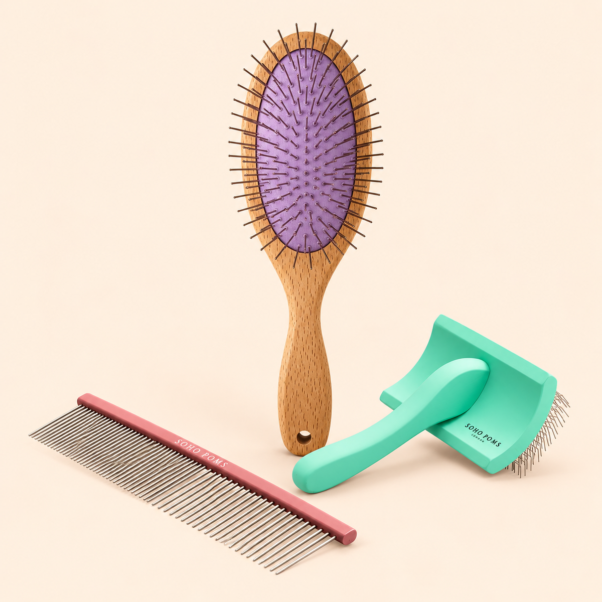 3-Piece Dog Grooming Brush Set