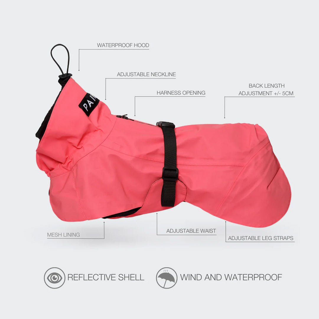 PAIKKA High Visibility Dog Raincoat Lite - Hot Pink