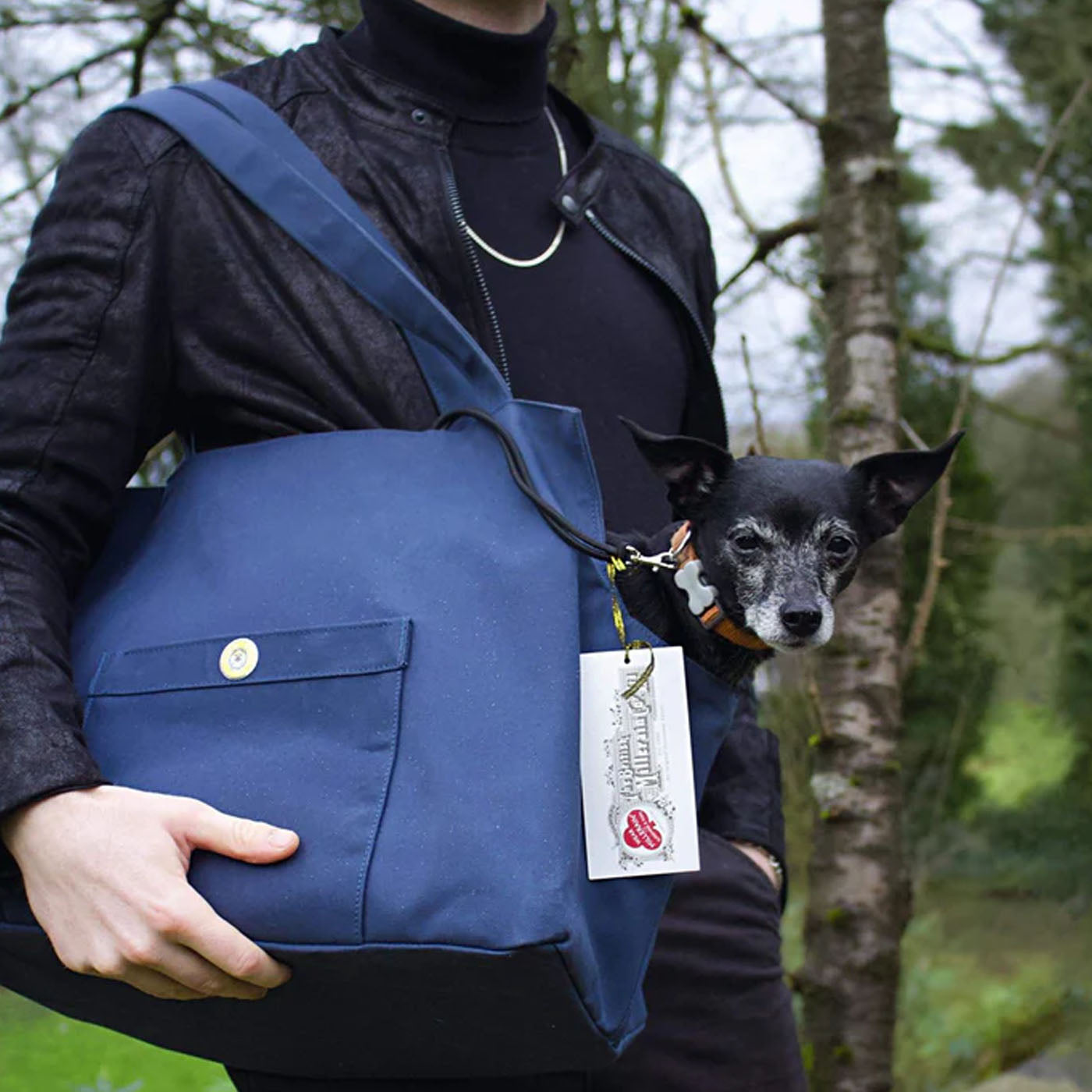 Waxed Cotton Rainy Poms Carrier Navy by SohoPoms