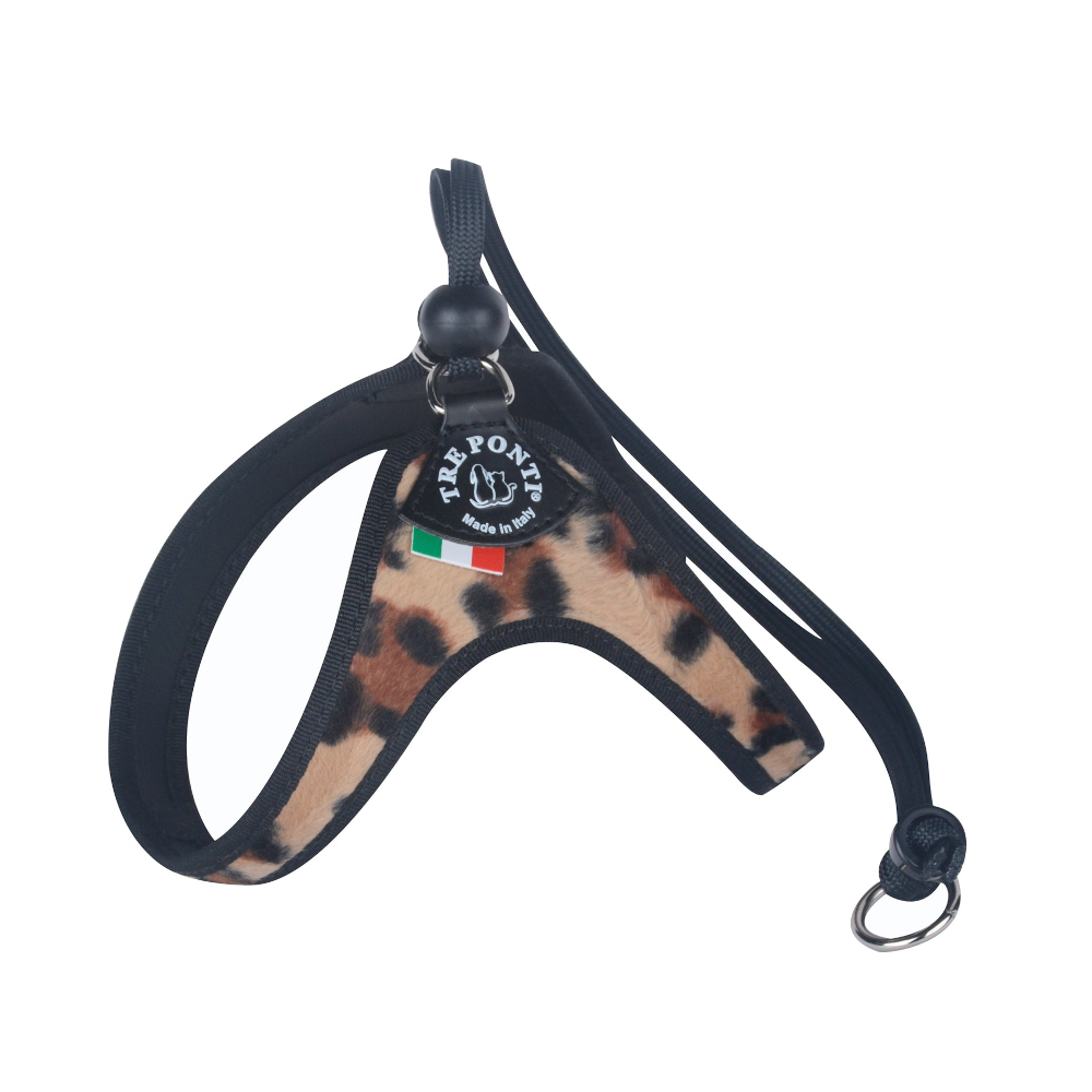 Tre Ponti  Easy Fit Liberta Natural Leopard Harness with No Escape Adjustable Closure