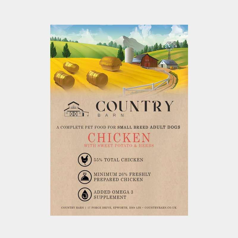 Country Barn – Nourriture pour chien adulte sans céréales au poulet et aux patates douces pour petits chiens