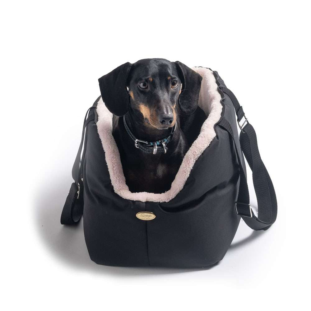 Suzy's Fashion Rainy Bear Sac de transport pour chien noir et rose avec fermeture éclair