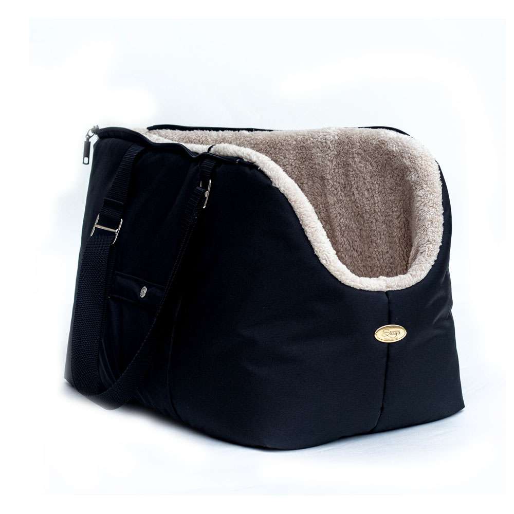Suzy's Fashion Rainy Bear Black and Beige Dog Carrier with Zipper